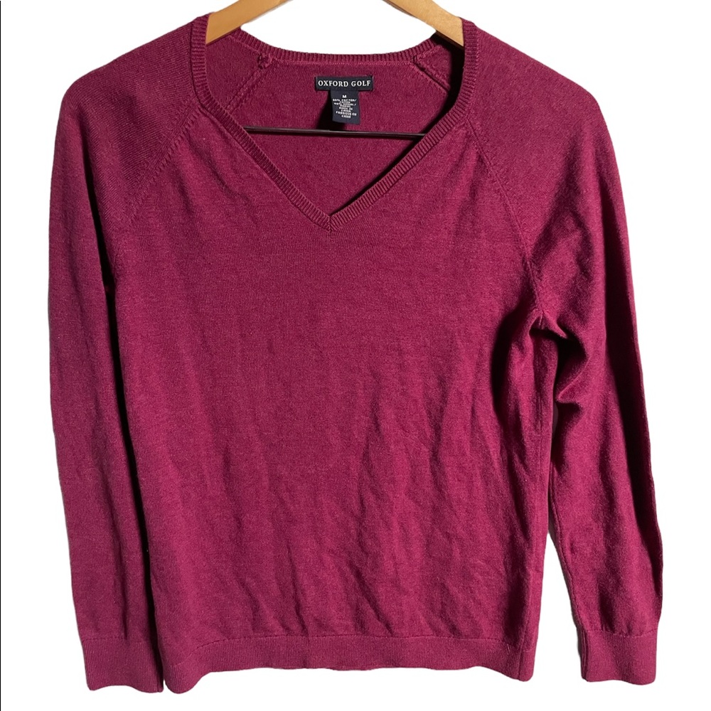 Oxford Golf Womens Sweater Top Pullover V Neck Long Sleeve Size Medium